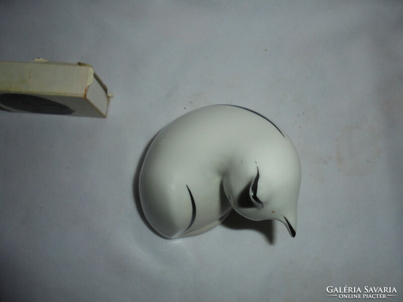 Hollóházi porcelán cica figura, nipp