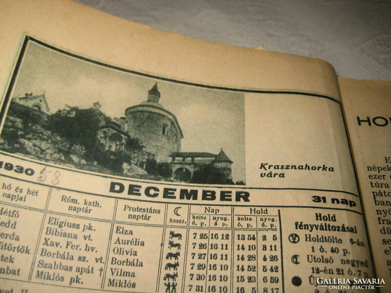 Calendar 1930, 1 page is missing at the front and at the end