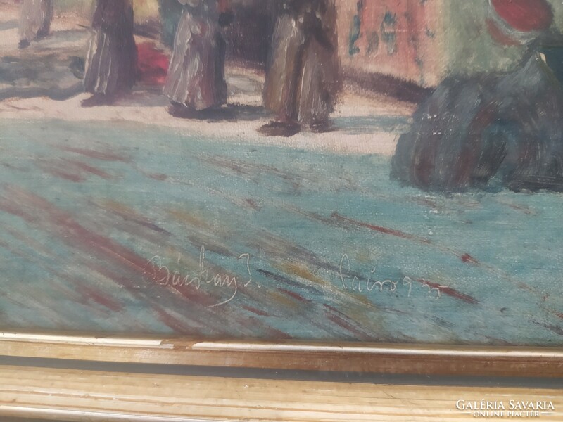 István Bácskay: cairo oil painting, flawless, marked, 59 x 48 cm