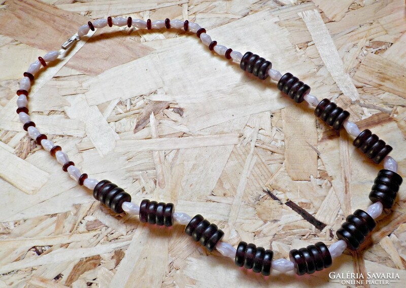 Old light and dark purple glass bead necklace