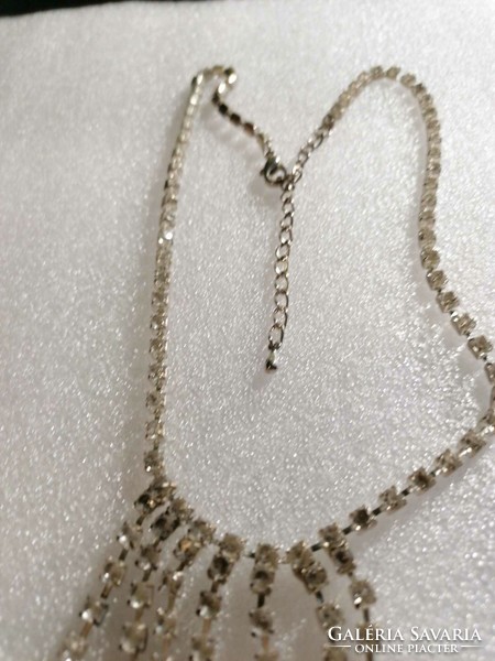 Antique silver-plated crystal necklace with stones / gift bracelet!
