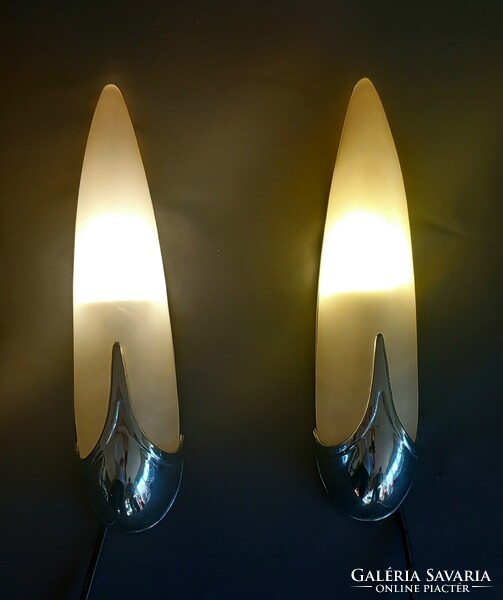 Opál búrás csepp alakú  fáklya  lámpa pár ALKUDHATÓ Art deco design