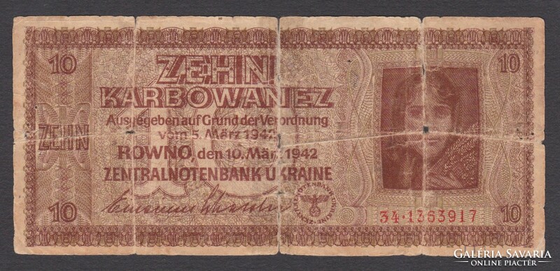 2 pieces of karbowanez 1942 (10 and 20) (p, g+)