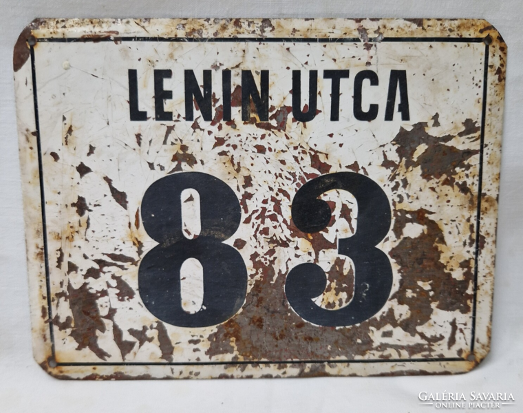 Old enamel, enamel plate, house number plate Lenin street