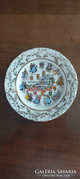 Porcelain plate with Austrian national costumes and coats of arms