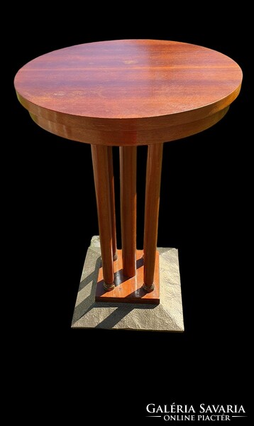Old Art Nouveau small table with copper slipper legs. Folding table. Flower stand. Postman.