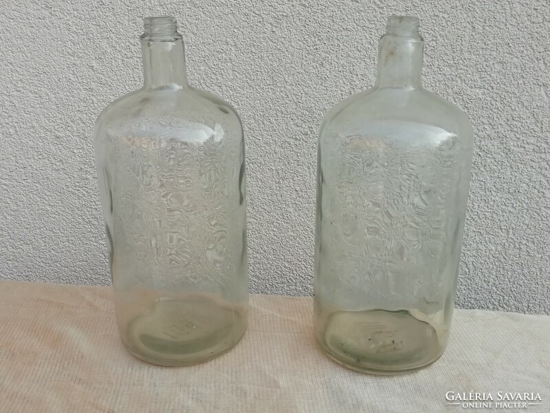 Old cylindrical glass bottles, 2 pcs
