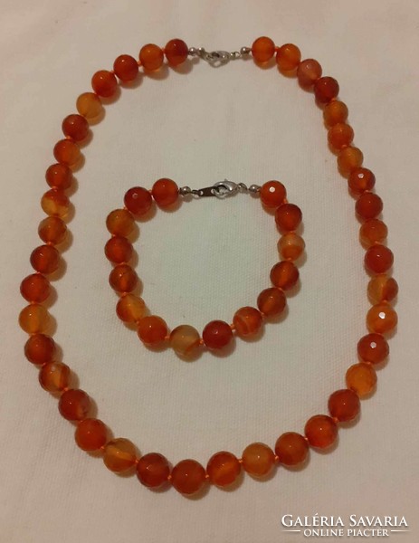 Very nice, faceted carnelian jewelry set