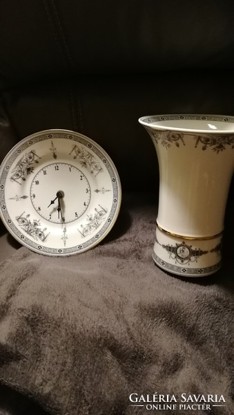 Hollóházi Korintosz porcelán óra és váza