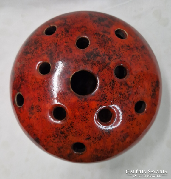 Retro marked industrial art glazed ceramic ikebana vase in perfect condition 17.5 cm.