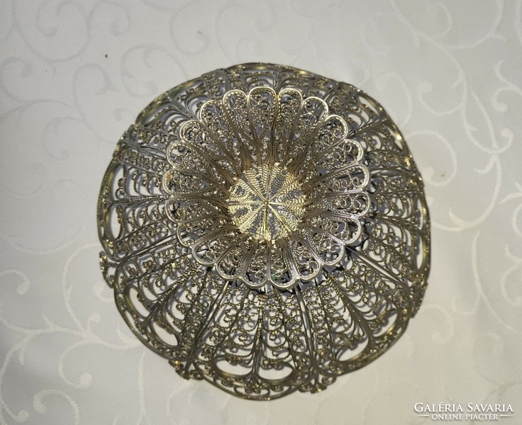 Meticulous handwork, silver-plated filigree centerpiece, offering