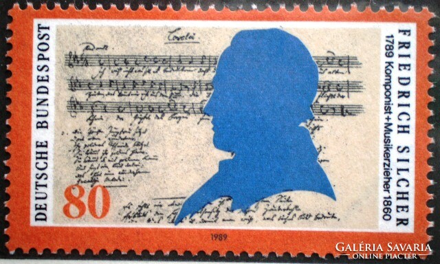 N1425 / Germany 1989 Friedrich Silcher composer stamp postal clerk