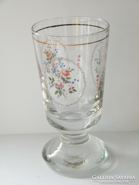 Antique flowered, rose-stemmed glass
