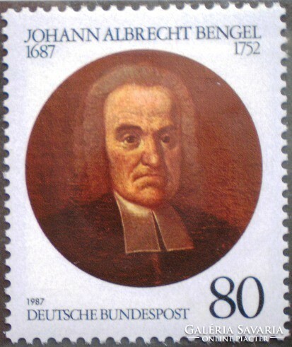 N1324 / Germany 1987 johann albrecht bengel theologian stamp postal clerk
