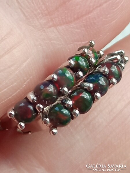 Black opal 925 silver earrings