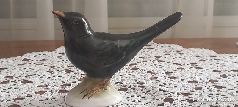 Fekete rigó kerámia madár