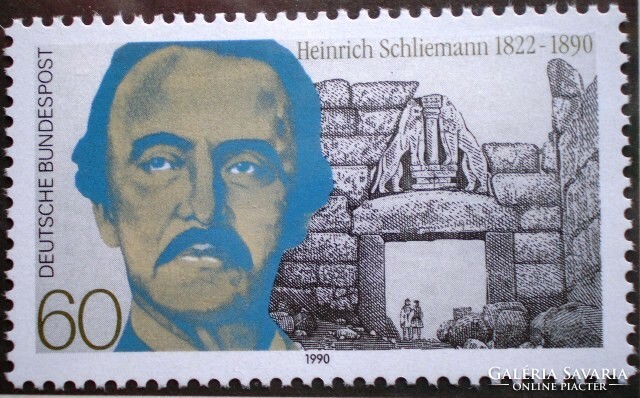 N1480 / Germany 1990 heinrich schiliemann archaeologist stamp postal clerk