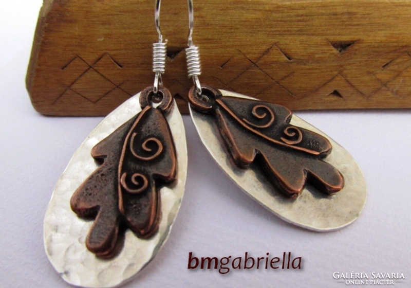 Oak leaf - silver plated copper earrings