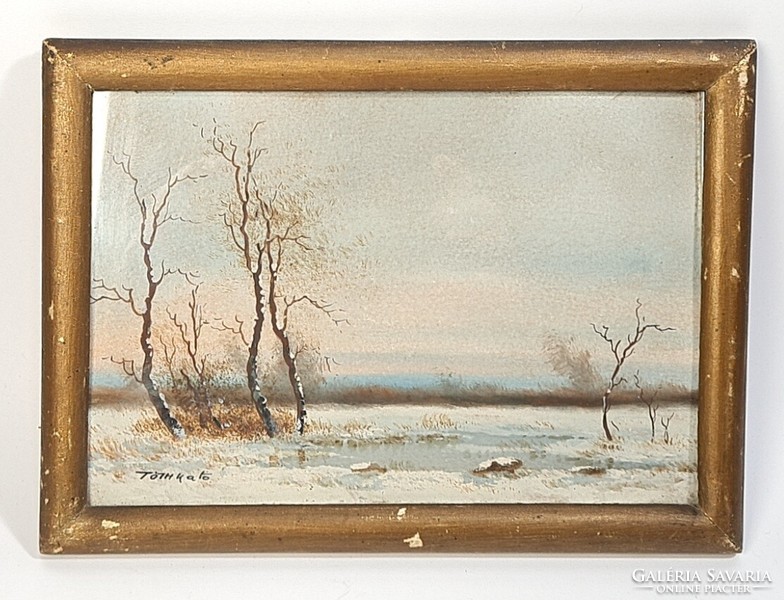 Téli táj - Tóth Kató - régi festmény