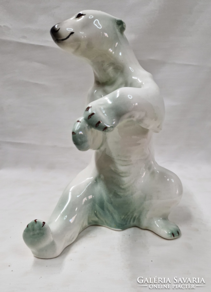 Nagyméretű szép festésű porcelán jegesmedve figura hibátlan állapotban 23 cm