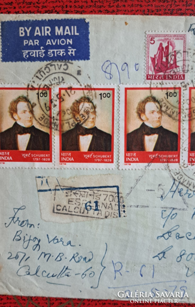 Air mail Calcutta, 1979. (Larger than average envelope)