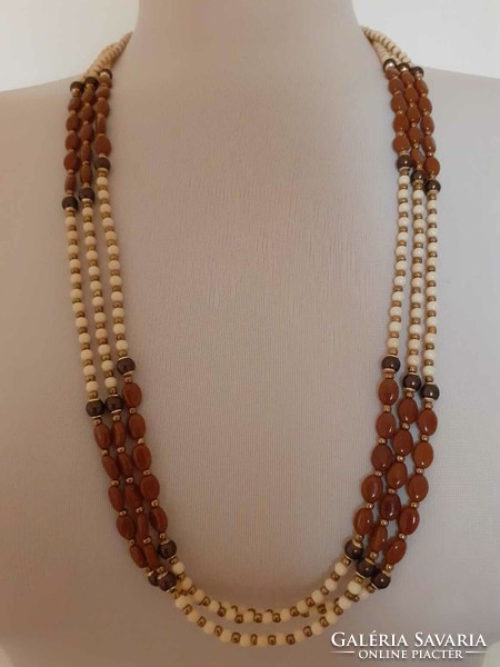 Vintage triple chain necklace (porcelain or glass)