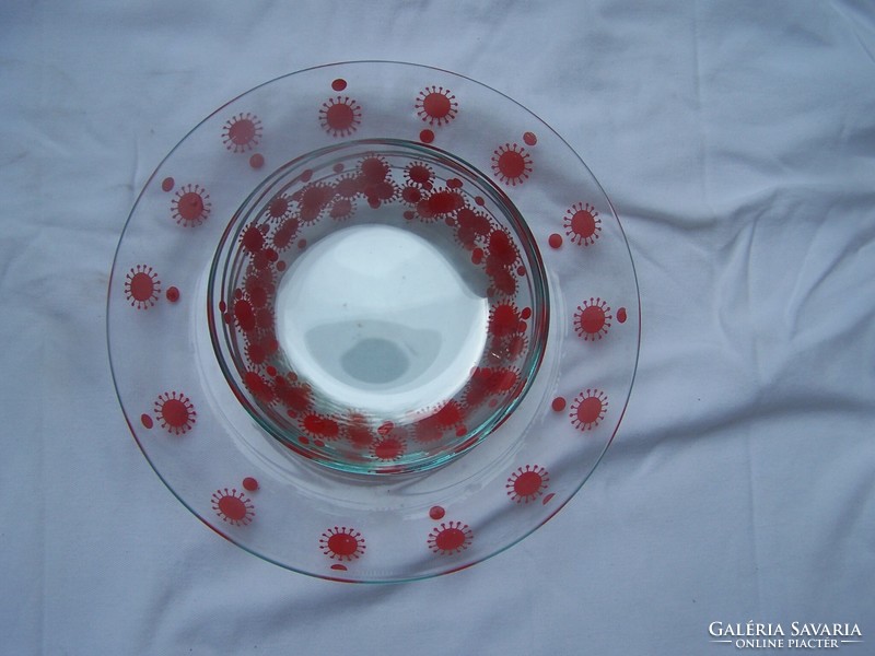 Treats/compote set with the pattern of the varia (sunny) set of the Alföld porcelain center.