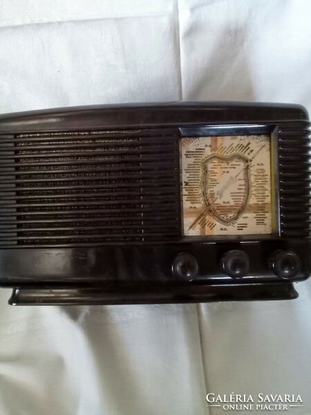 Bakelit dobozos elektroncsöves szép régi rádió, eredeti ládájában