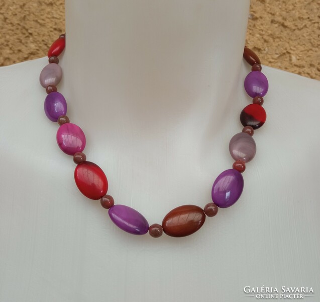 Fashion necklace - colorful acrylic form with pearls