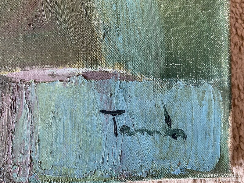 Tamás Ervin -Hegyoldal című képcsarnokos olaj vászon festmény