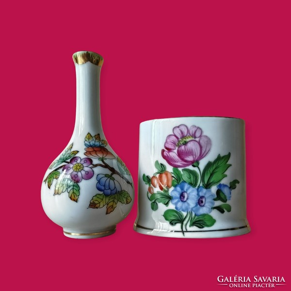 Herend porcelain vase and toothpick holder