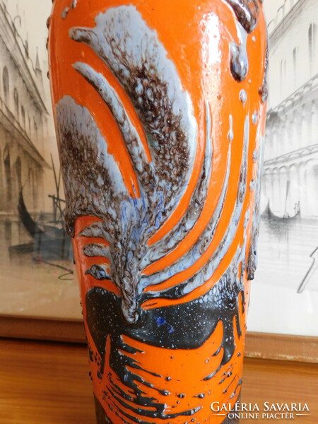 Retro kerámia váza absztrakt mintával 34 cm
