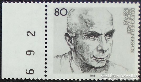 N1350sz / Németország 1988 Jakob Kaiser politikus bélyeg postatiszta ívszéli azonosítószámos