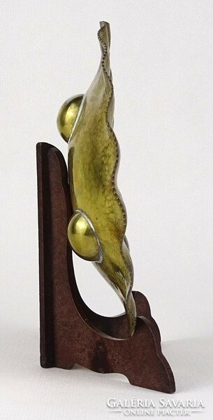 1Q946 Fodros szélű kézi kalapált osztrák art deco réz tál kínáló tál Bécs 14.7 cm