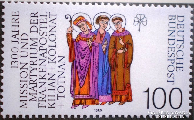 N1424 / Germany 1989 Kilian, Kolonat and Totnan apostle stamp postal clerk