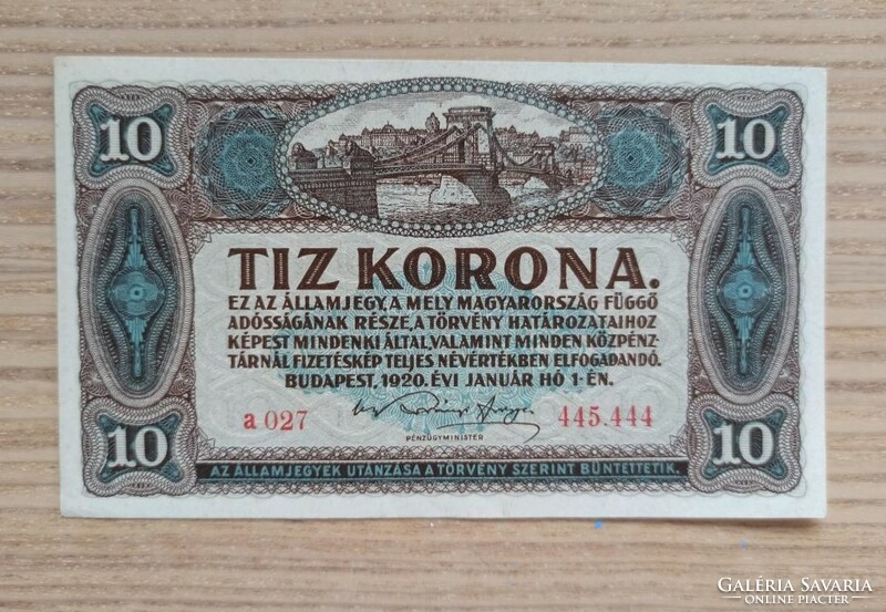 10 Korona 1920 unfolded