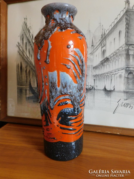 Retro kerámia váza absztrakt mintával 34 cm