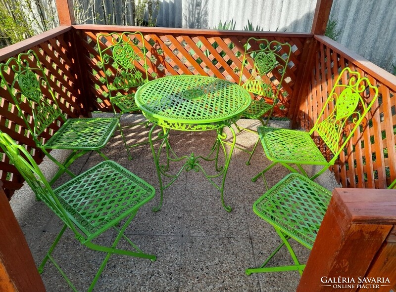 Garden ideas - wrought iron set (1 table + 6 chairs)