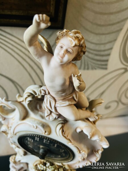 French hand-painted and gilded Bacchus clock