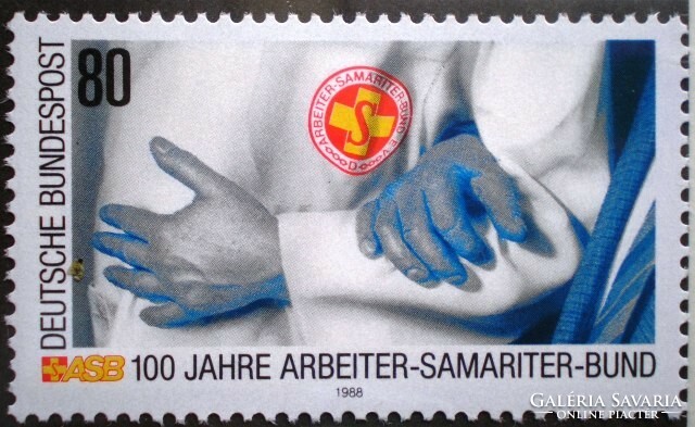 N1394 / Germany 1988 first aid association stamp postal clerk