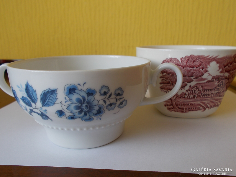 Porcelain soup cups together