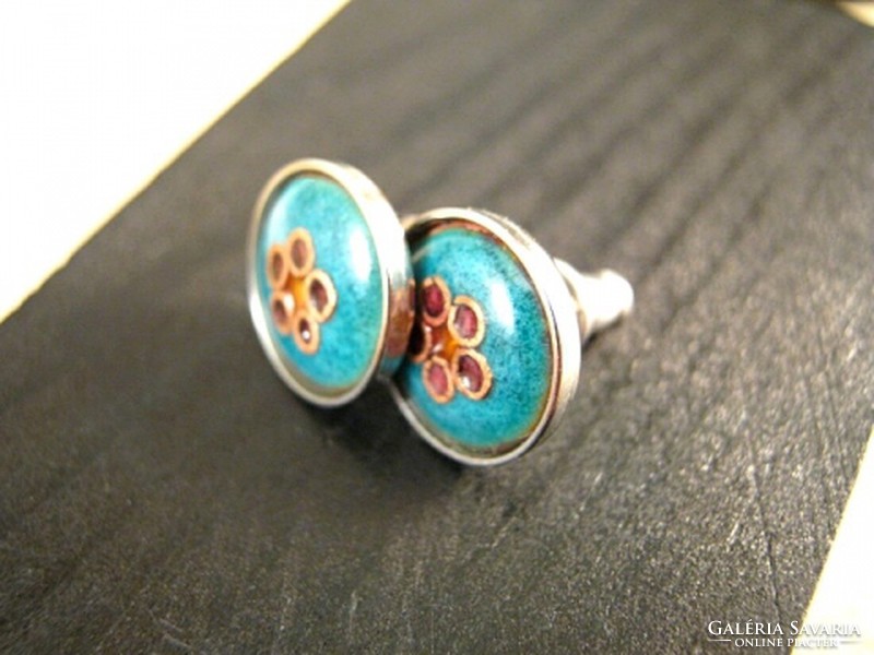 Stone rose - fire enamel earrings with steel sockets