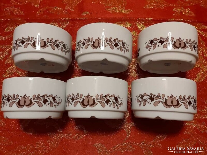 Alföldi porcelán kompótos készlet barna magyaros mintával - Vitrin állapotban