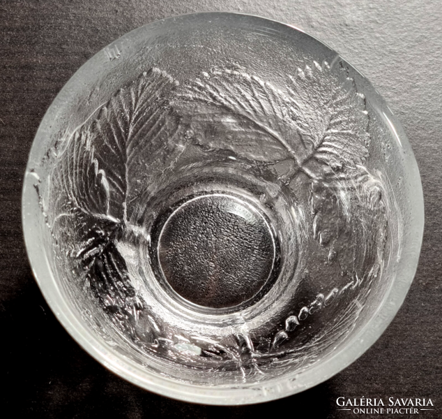*Kosta Boda ‘PARTY’ Strawberry Leaf Art Glass gyertyatartó Ann & Goran Warff tervezőktől