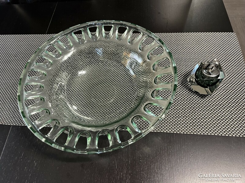 Hatalmas Mid-Century üveg asztalközép !  41 cm !
