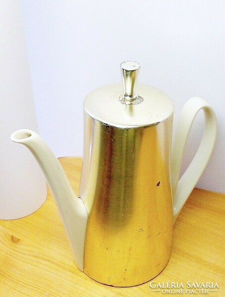 Antique artdeco coffee, tea and beverage thermos with porcelain insert from Germany