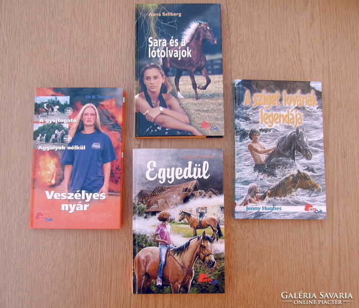 (új) Pony Club könyvek - Egyedül, Veszélyes nyár, A sziget lovának legendája, Sára és a lótolva