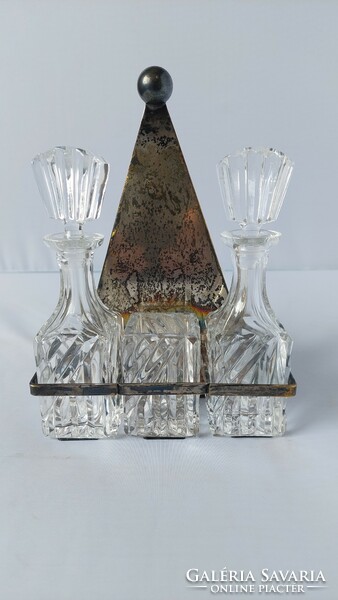 Art deco silver-plated table spice and oil holder set, qist germany