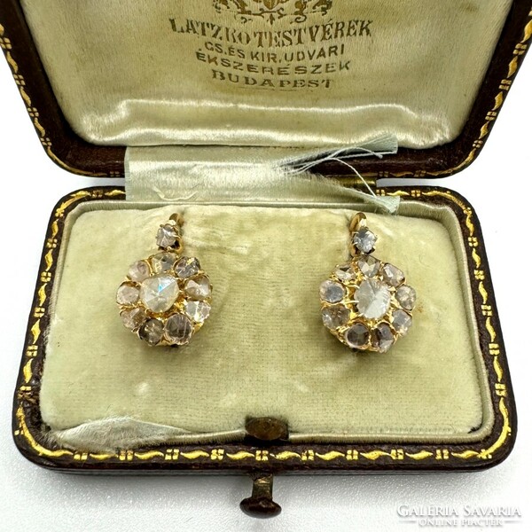 Art deco earrings with rose cut diamonds