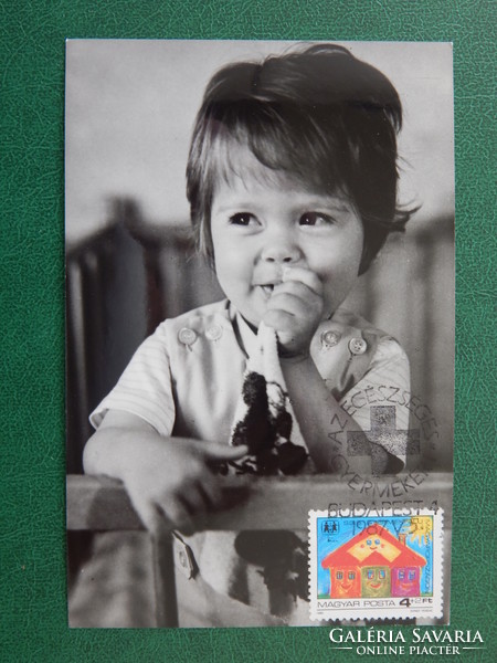 Postcard - 1985. No children's village stamp; red cross for healthy children 1987. Occasional b.